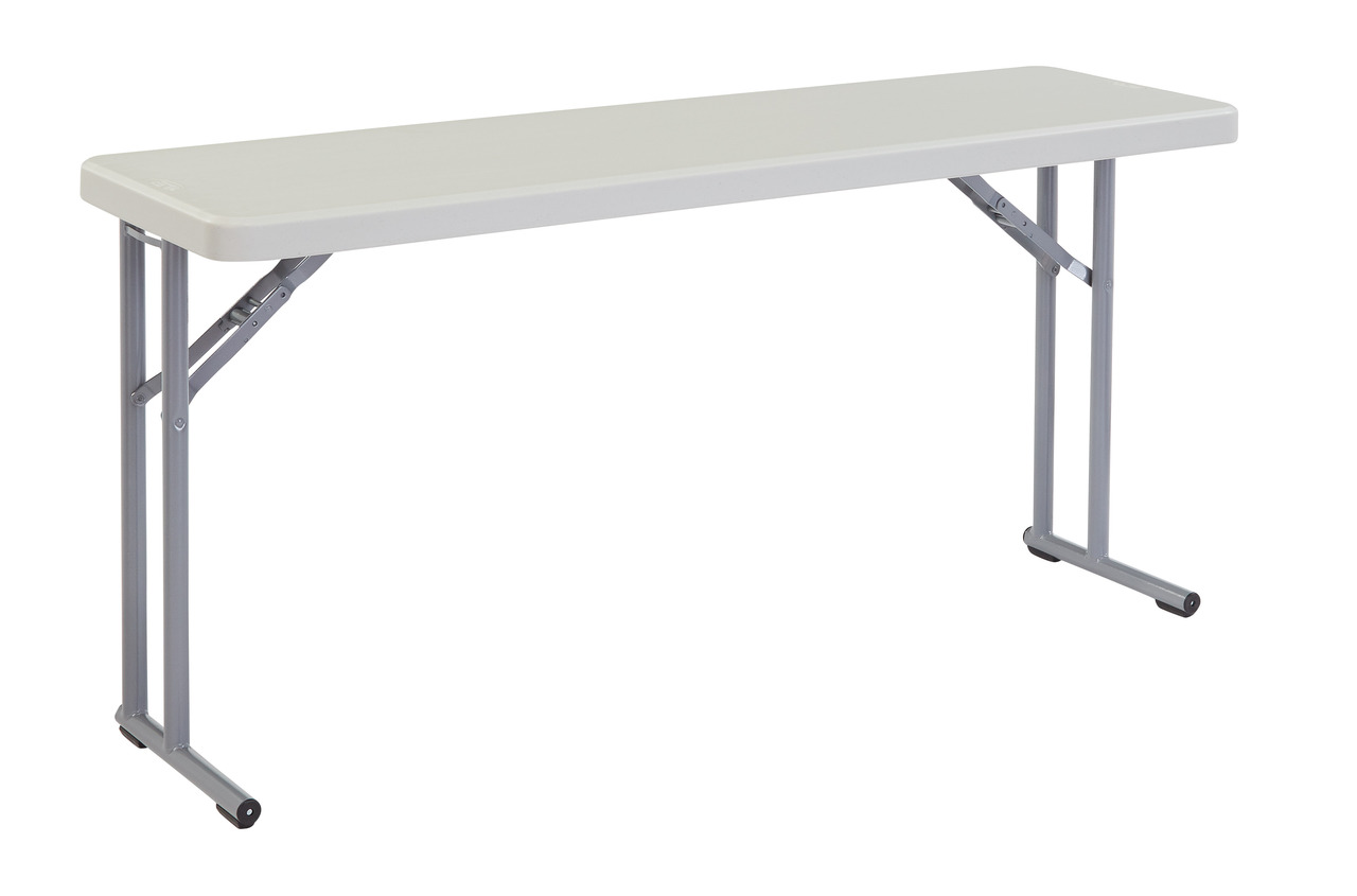 NPS 18" x 60" Heavy Duty Seminar Folding Table - Speckled Grey Top and Grey Frame