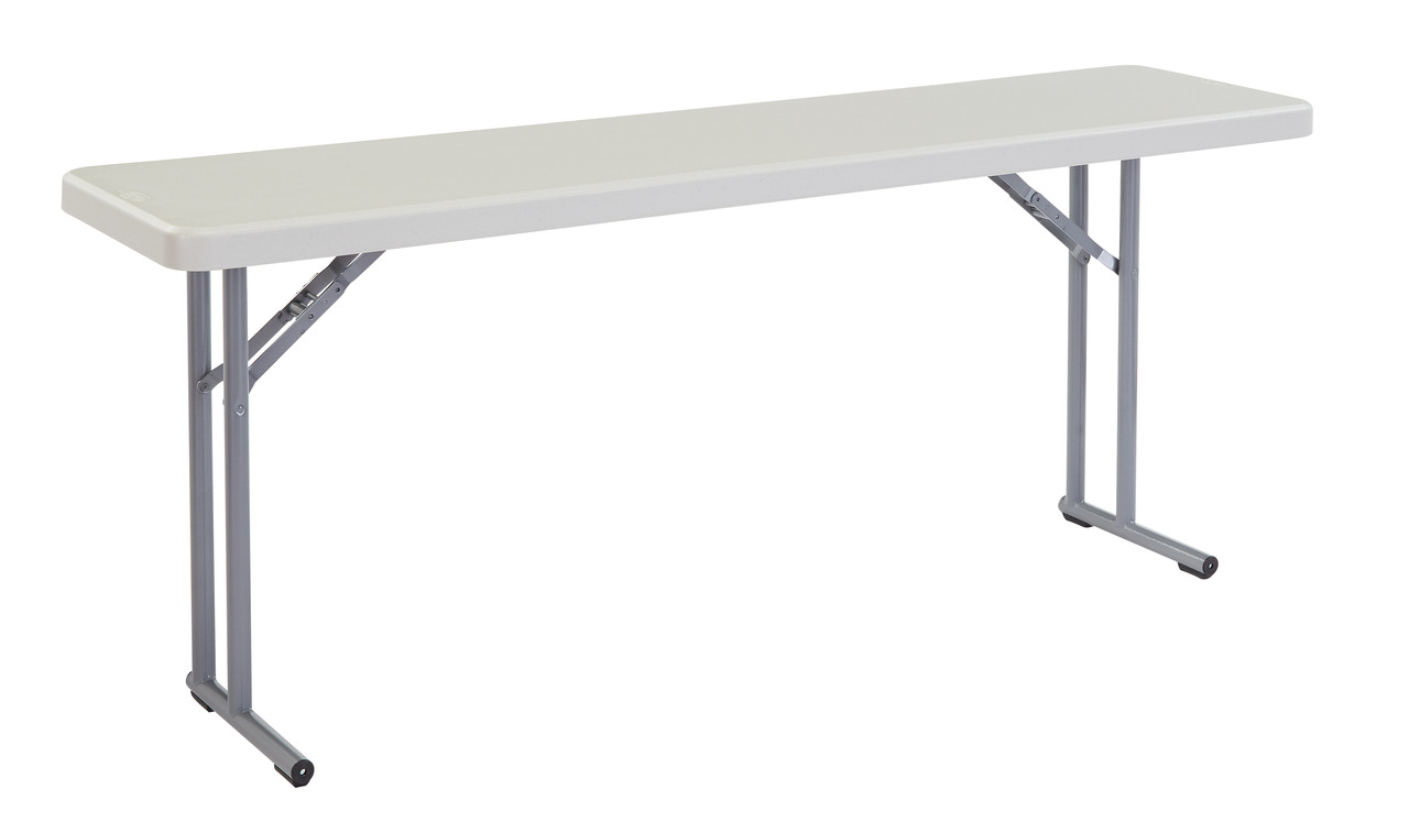 NPS 18" x 72" Heavy Duty Seminar Folding Table - Speckled Grey Top and Grey Frame