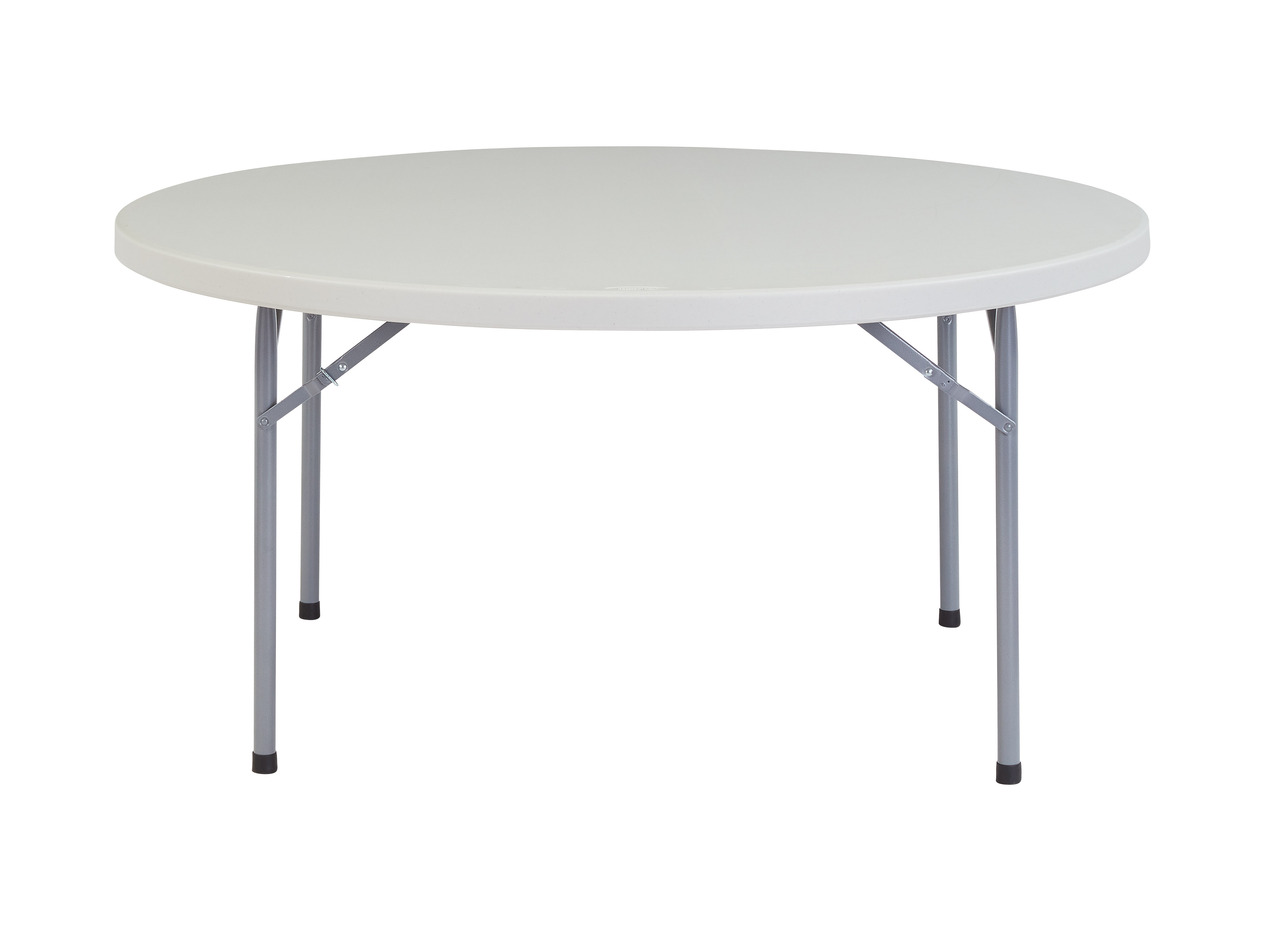 NPS 60" Heavy Duty Round Folding Table - Speckled Grey Top and Grey Frame