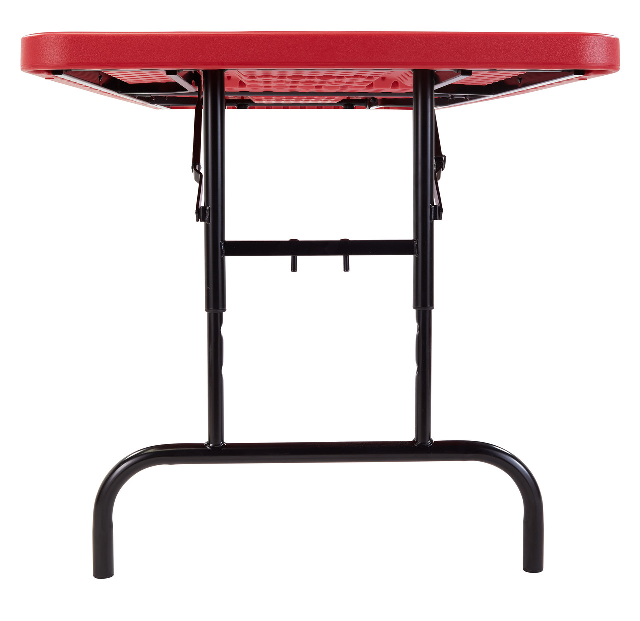 NPS 30" x 72" Height Adjustable Heavy Duty Folding Table - Red Top and Black Frame