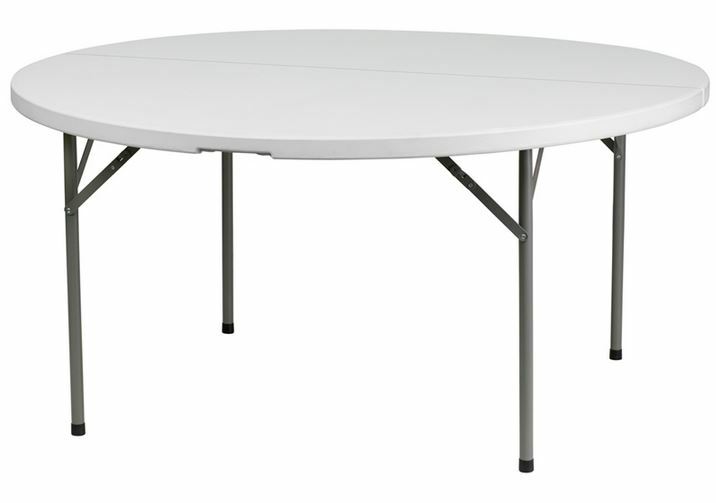5 Foot Round Plastic Table with post style legs