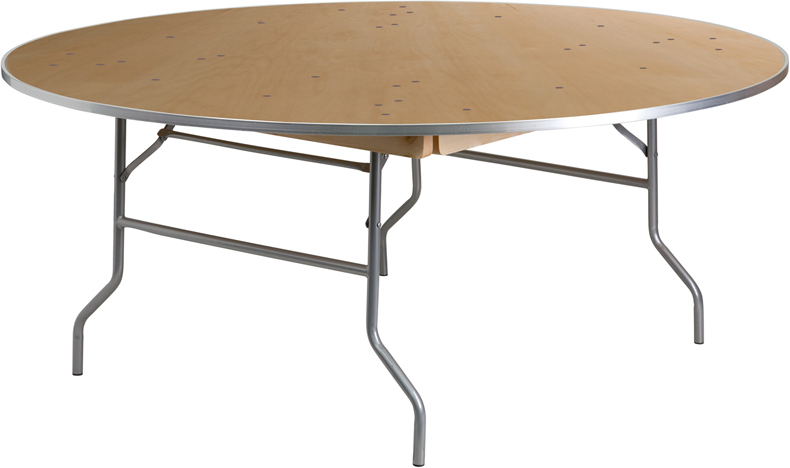 72'' Round Heavy Duty Birchwood Folding Banquet Table With Metal Edges (TFX-G2953)