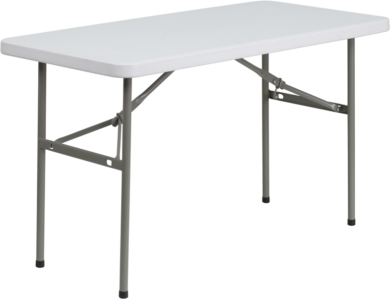 Alamont 24''W x 48''L Granite White Plastic Folding Table (ALA-EBEZ-20738)