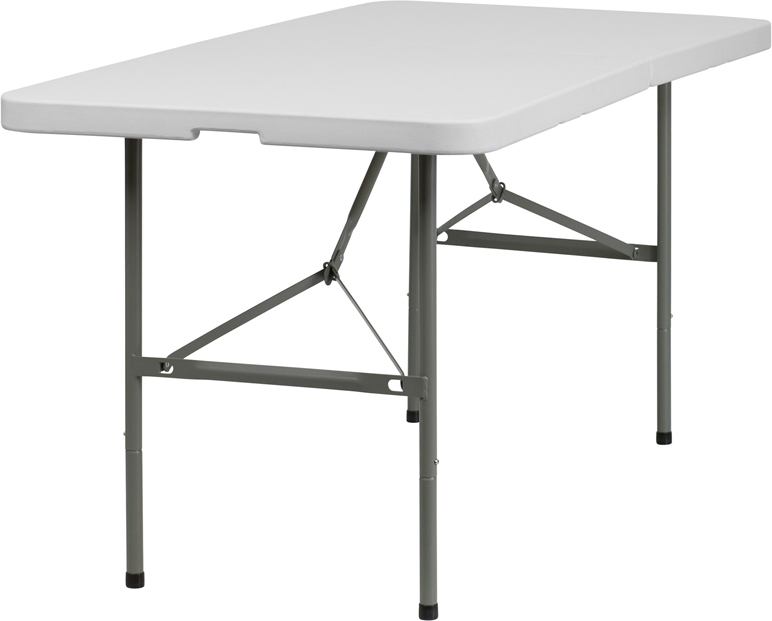 Alamont 30''W x 60''L Bi-Fold Granite White Plastic Folding Table (ALA-EBEZ-983)