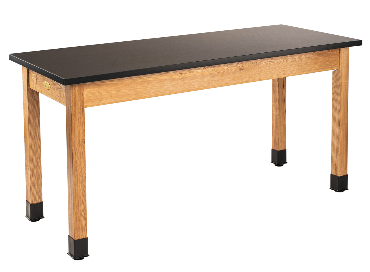 NPS Wood Science Lab Table -  24"x54"x30" -  Chemical Resistant Top - Black Top and Ash Leg