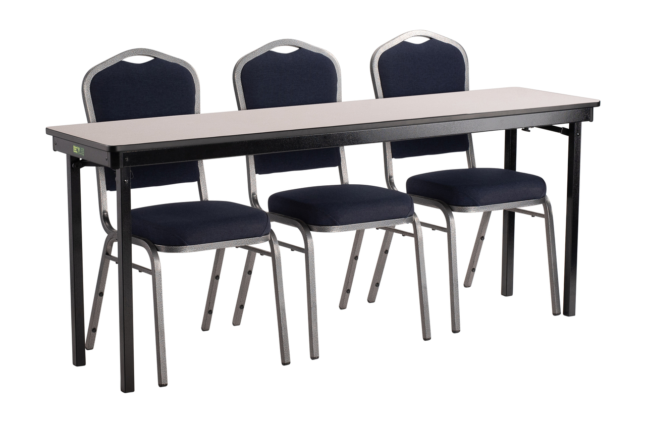 NPS 18" x 48" Max Seating Folding Table, Plywood Core/T-Mold - Black Frame