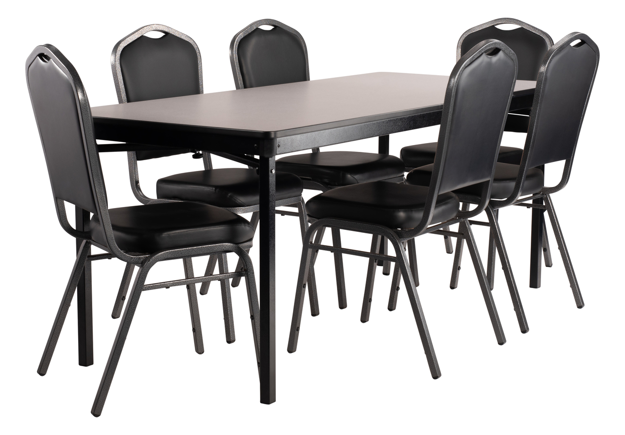 NPS 30" x 60" Max Seating Folding Table, Plywood Core/T-Mold - Black Frame