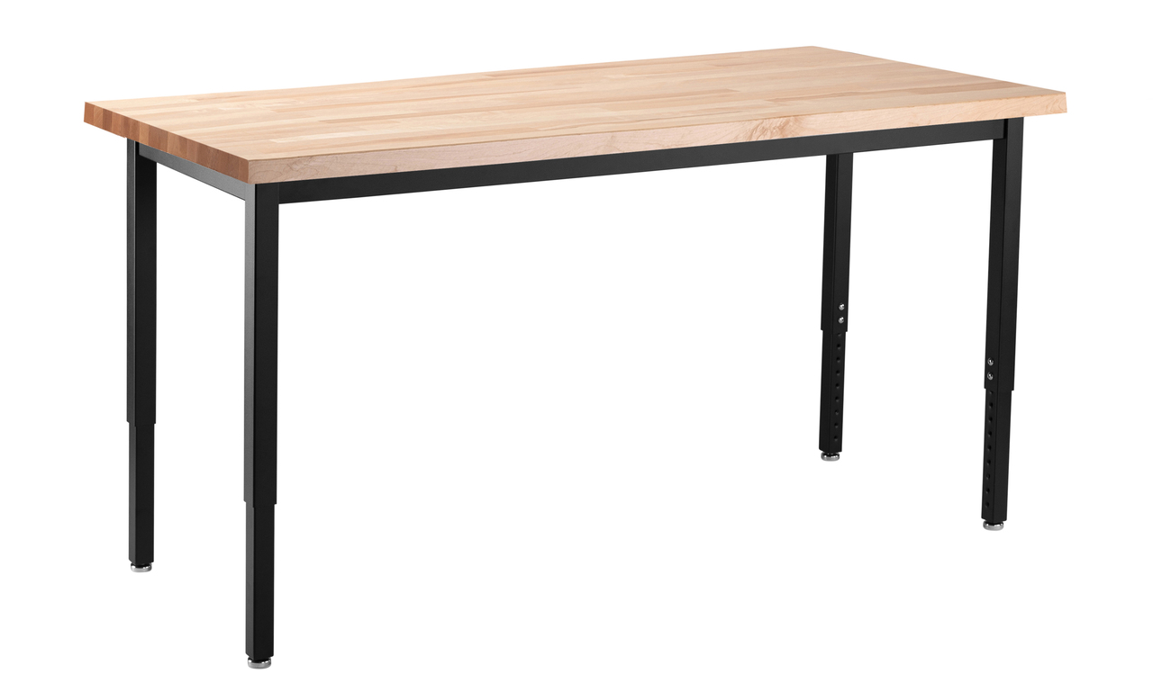 NPS Heavy-Duty Table, 24" x 60", Butcherblock Top - Maple Surface Color