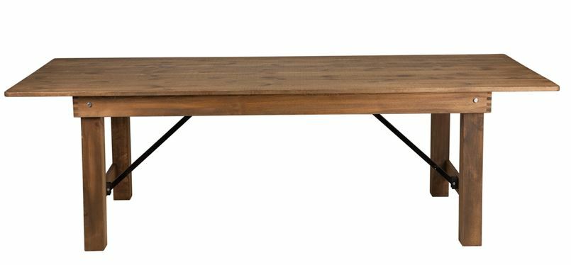 F Series 8' x 40'' Antique Rustic Solid Pine Folding Farm Table