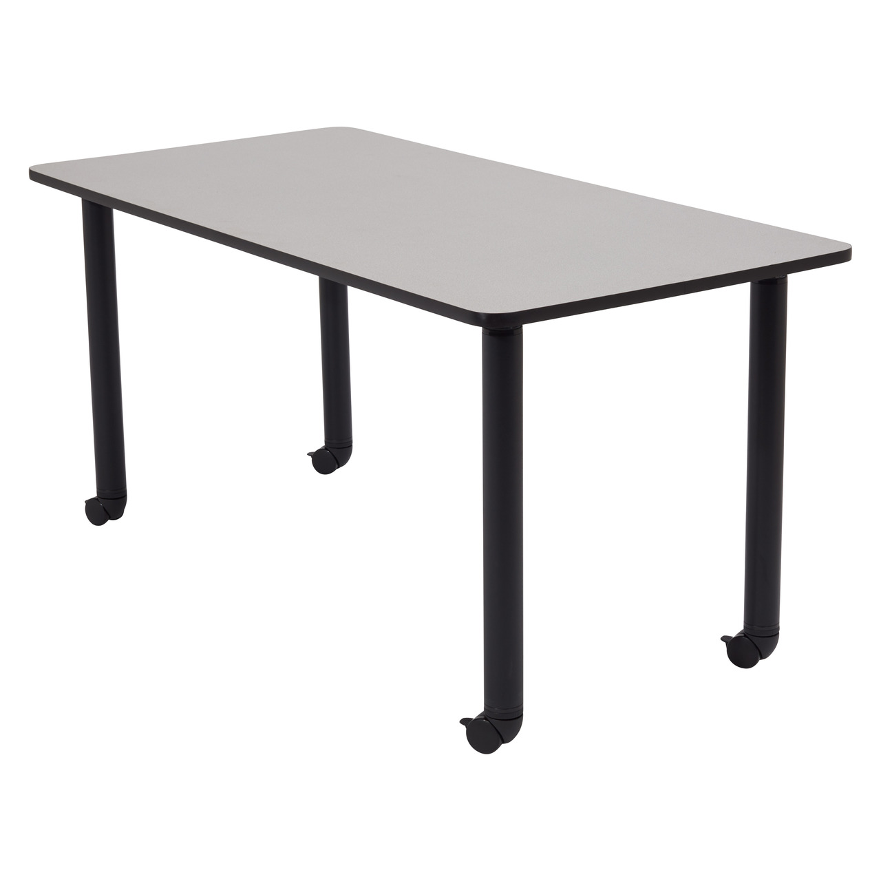 NPS Innovator Table - Rectangle - Adjustable Height Legs - Casters - Grey Nebula Top and Black Frame