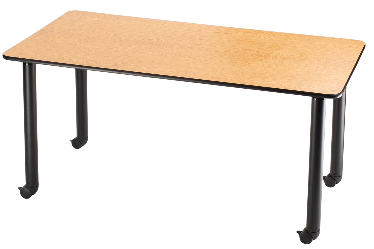 NPS Innovator Table - Rectangle - Adjustable Height Legs - Casters - Oak Top and Black Frame