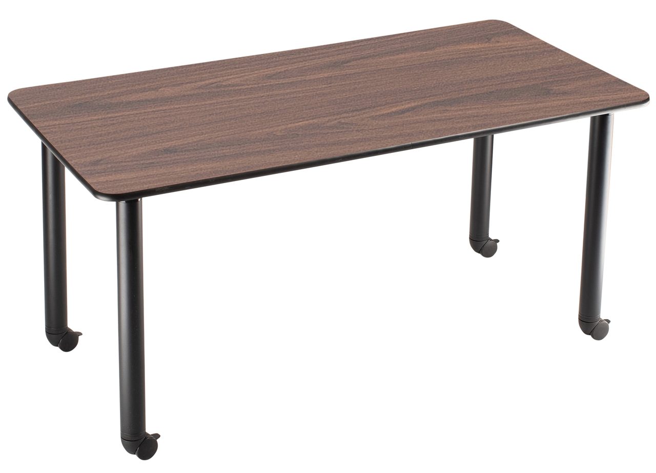 NPS Innovator Table - Rectangle - Adjustable Height Legs - Casters - Walnut Top and Black Frame