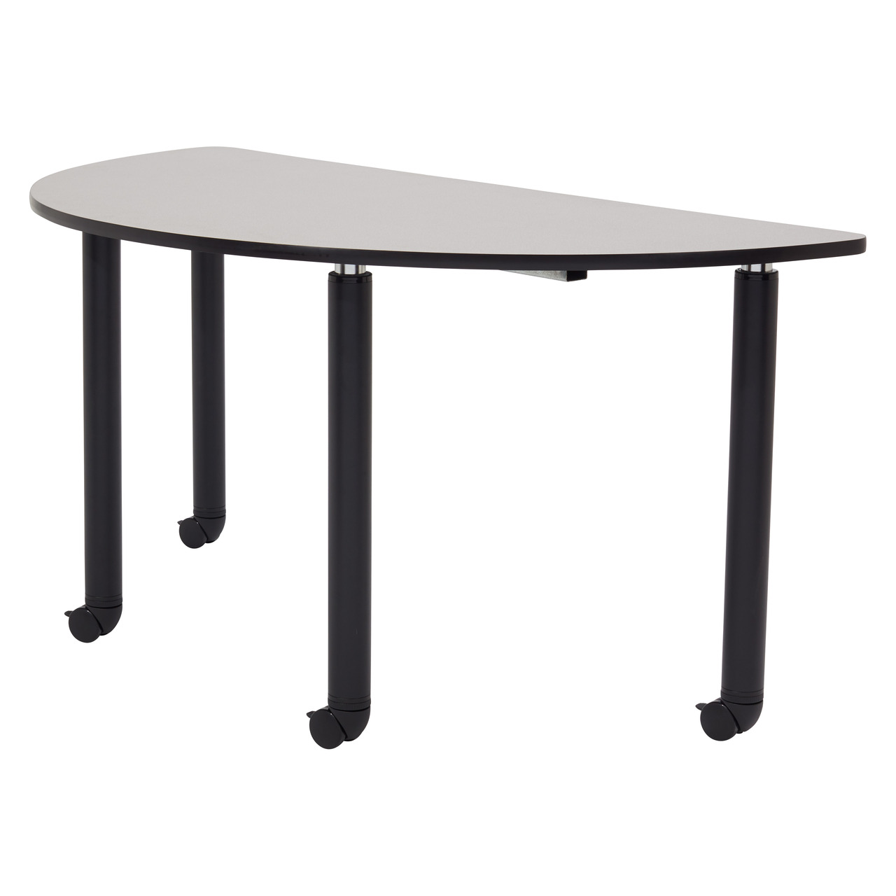 NPS Innovator Table - Semi-Circle - Adjustable Height Legs - Casters - Grey Nebula Top and Black Frame