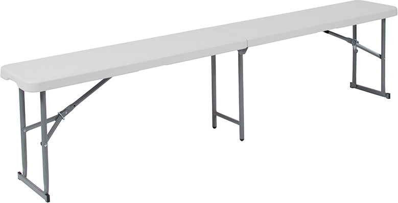 10.25''W x 71''L Bi-Fold Granite White Plastic Bench with Carrying Handle (ALA-SC22-215662)