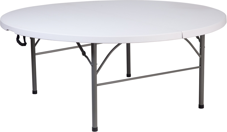 Alamont 71'' Round Bi-Fold Granite White Plastic Folding Table (ALA-SC29-199581)