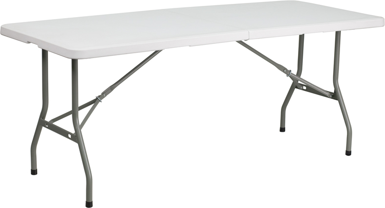 Alamont 30''W x 72''L Bi-Fold Granite White Plastic Folding Table (ALA-SC41-22755)