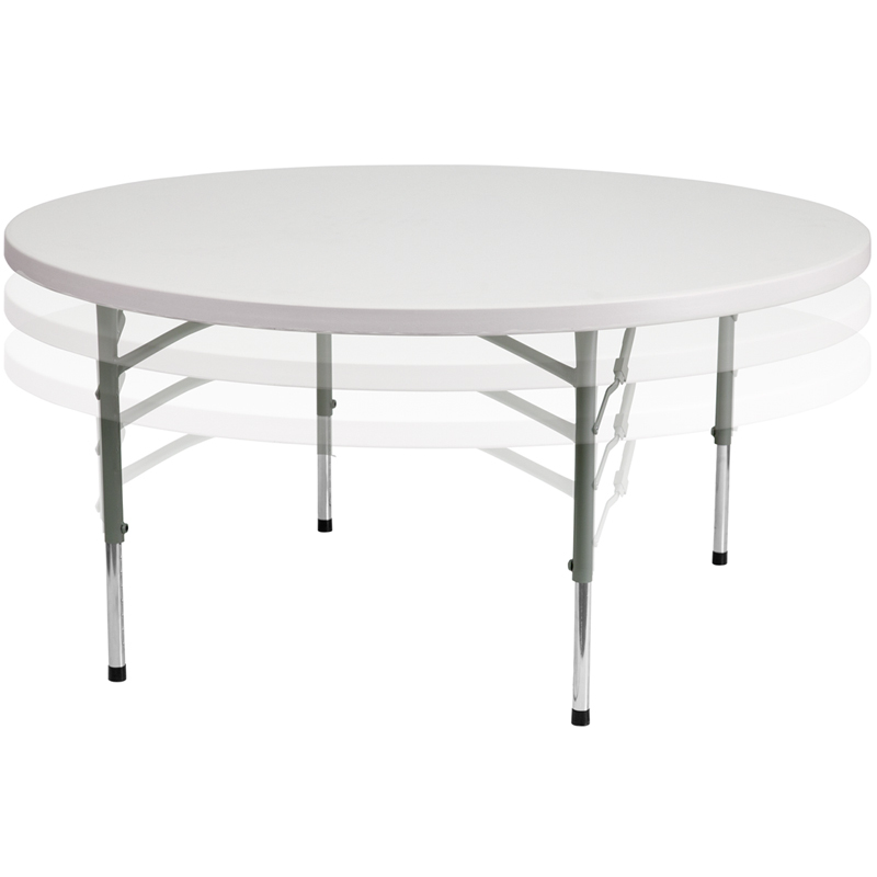 Alamont 60'' Round Height Adjustable Granite White Plastic Folding Table (ALA-SC71-14920)