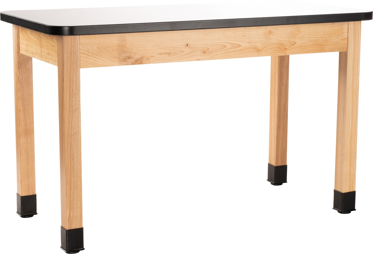 NPS Wood Science Lab Table -  24"x54"x30" -  Whiteboard Top - White Top and Ash Leg