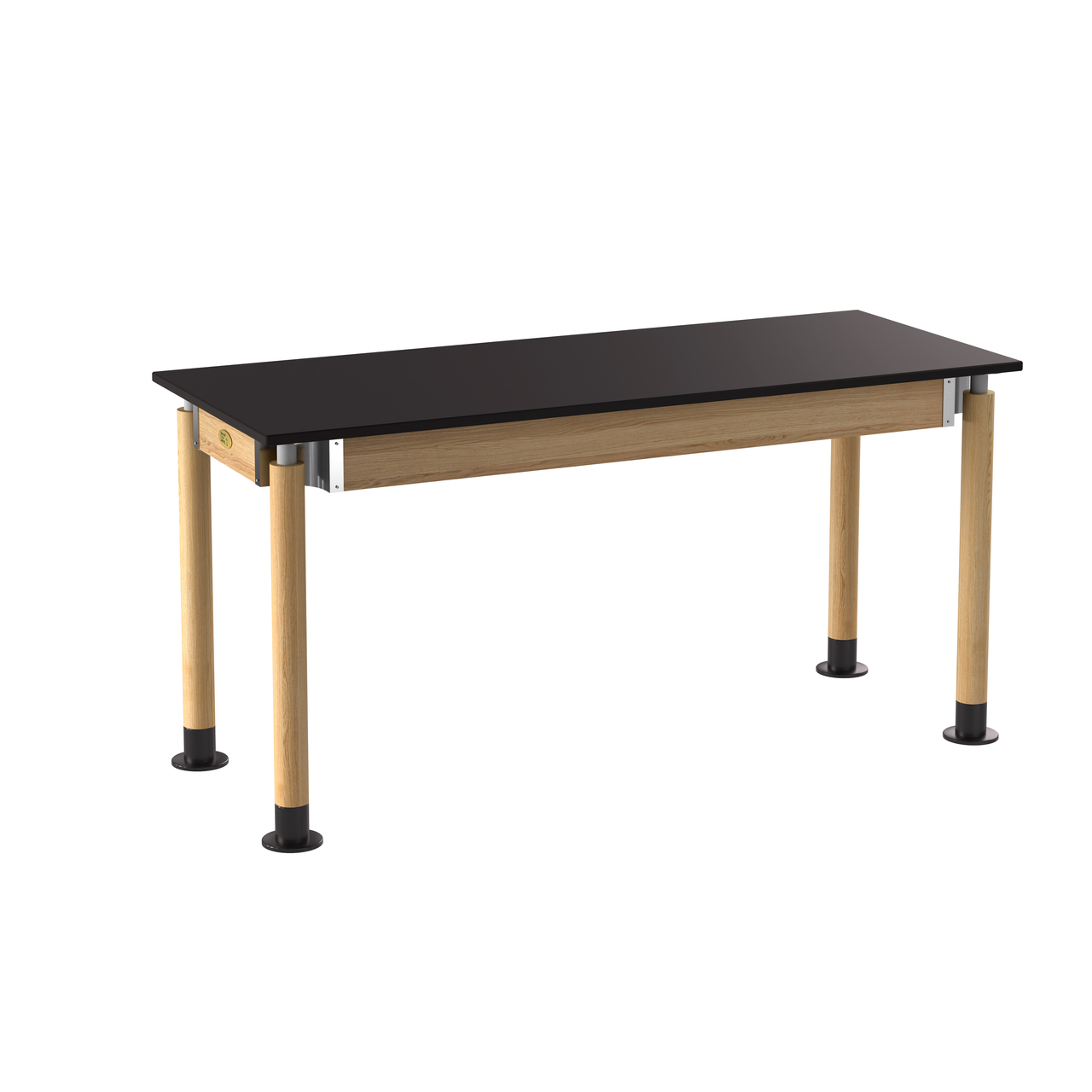 NPS Signature Science Lab Table, Oak, 24"x60", Chemical Resistant Top - Black Top and Oak Leg