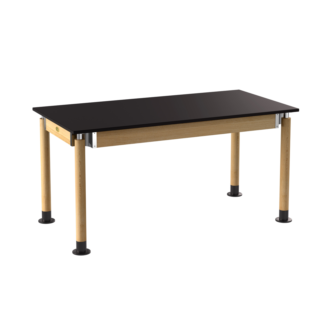NPS Signature Science Lab Table, Oak, 30"x60", Chemical Resistant Top - Black Top and Oak Leg