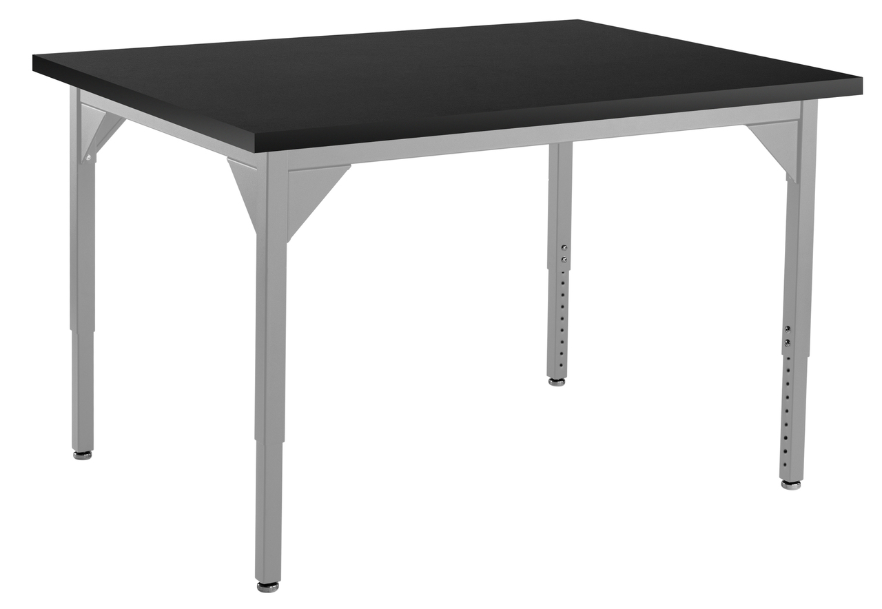 NPS Steel Science Lab Table -  36" x 60" -  Chemical Resistant Top - Black Surface Color