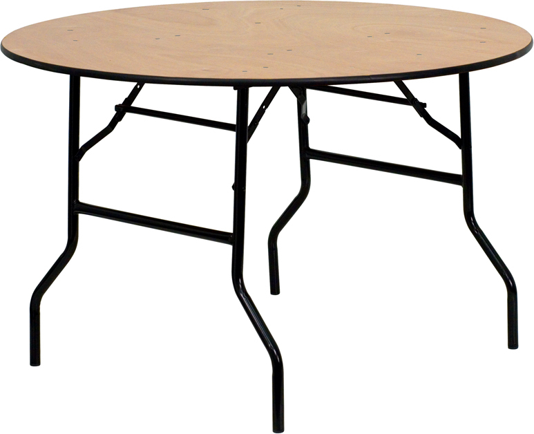 Alamont 48'' Round Wood Folding Banquet Table with Clear Coated Finished Top