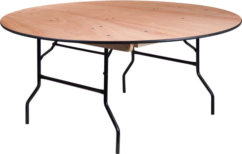 Alamont 66'' Round Wood Folding Banquet Table with Clear Coated Finished Top (ALA-ZUXS-199632)