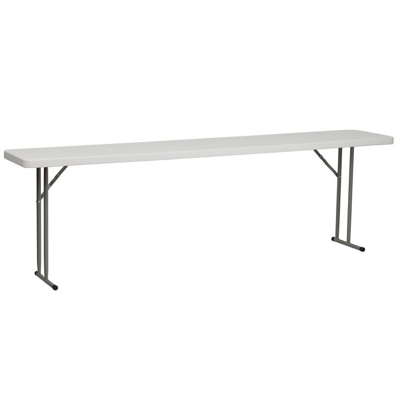 Alamont 18''W x 72''L Granite White Plastic Folding Training Table
